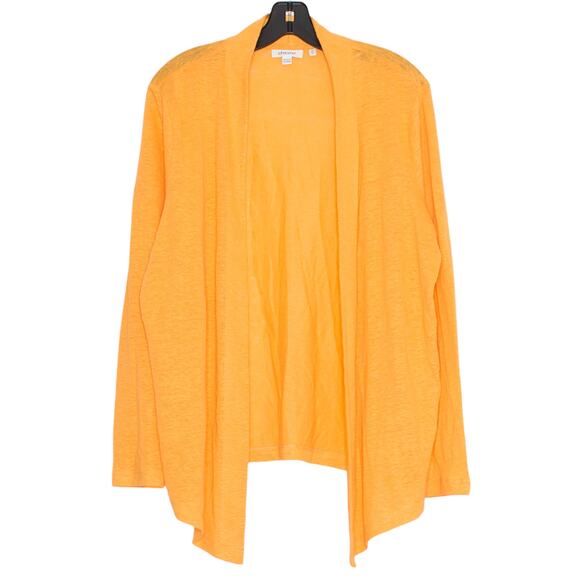 Chicos Cardigan Linen Minimalist Coastal Grandma Boho Summer Orange 2 Large 12 - Picture 1 of 6